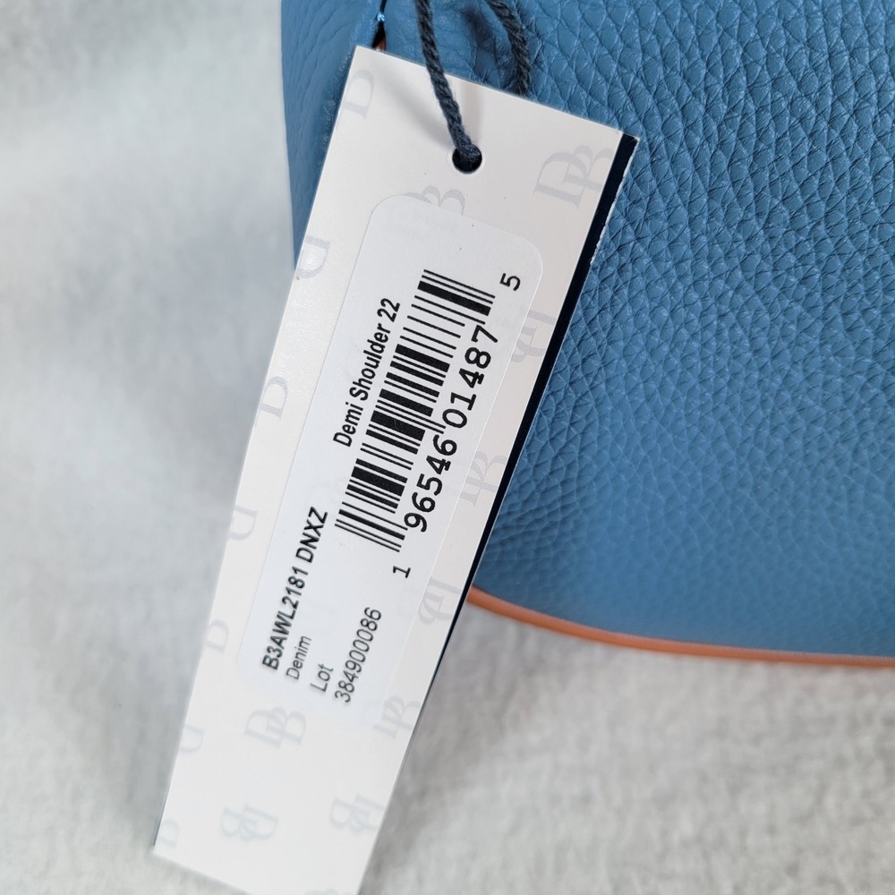 Dooney & Bourke Womens Demi Shoulder Bag All Weather Pebble Leather Denim Blue - Picture 3 of 12